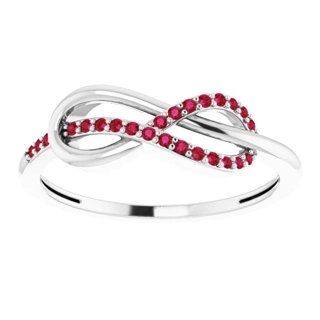 Twisted Ruby Infinity Ring White Gold 14K 1.25 Carats
