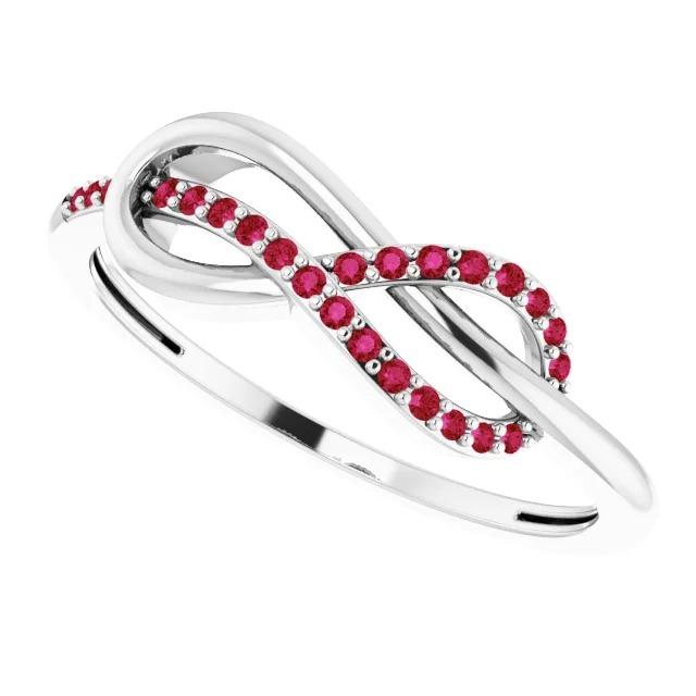 Twisted Ruby Infinity Ring White Gold 14K 1.25 Carats