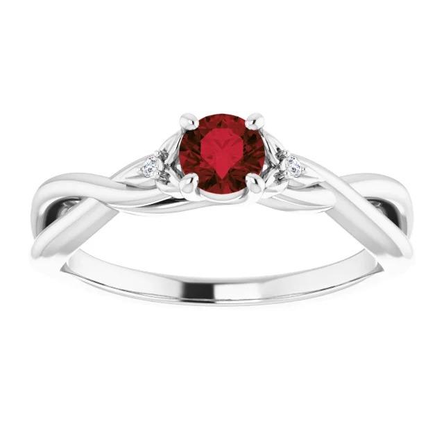 Twisted Shank 1.50 Carats Ruby Diamond Ring White Gold 14K
