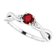 Twisted Shank 1.50 Carats Ruby Diamond Ring White Gold 14K