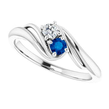 Two Stone Ring 0.50 Carats Ceylon Sapphire And Diamond Jewelry