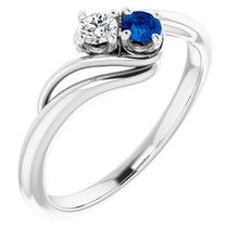 Two Stone Ring 0.50 Carats Ceylon Sapphire And Diamond Jewelry