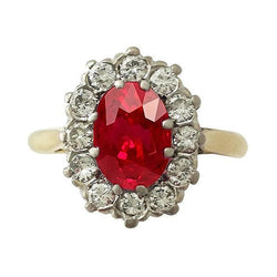 Two Tone Gold 14K 4.75 Ct Red Ruby With Natural Earth Mined Diamonds Ring New