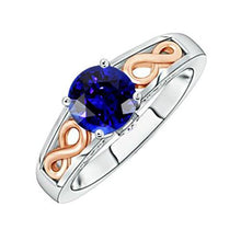 Two Tone Womens Solitaire Ring Vintage Style Blue Sapphire 1.50 Carats