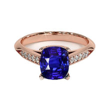 Vintage Style Ceylon Cushion Sapphire Ring 5 Carats Accents Rose Gold