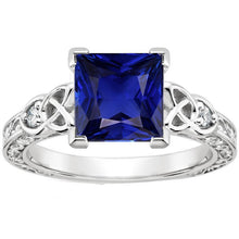 Vintage Style Ceylon Sapphire & Diamond Ring 5.25 Carats Gold 14K