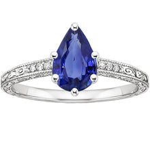 Vintage Style Diamond Anniversary Ring Gold Blue Sapphire 4.25 Carats