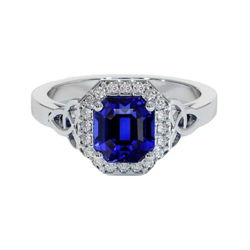 Vintage Style Diamond & Emerald Sri Lankan Sapphire Ring 6 Carats New