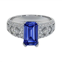 Vintage Style Emerald Blue Sapphire & Diamond Ladies Ring 9.75 Carats
