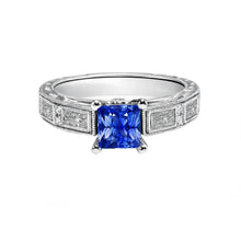 Vintage Style Princess Ceylon Sapphire & Diamond Ring 5.50 Carats