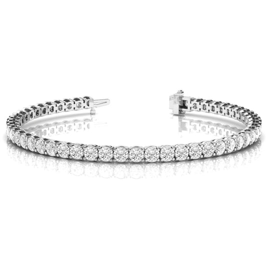 WG 14K 6 Carats Round Cut Sparkling Diamonds Tennis Bracelet