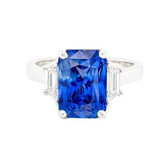 Wedding 3 Stone Ring Radiant Sapphire & Emerald Diamonds 1.75 Carats