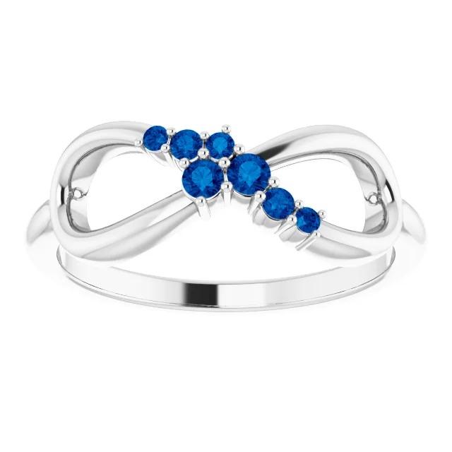 Wedding Anniversary Band 0.40 Carats Blue Sapphire Infinity Jewelry