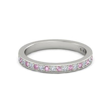 Wedding Band 0.60 Carats Round Diamond & Pink Sapphire Women Jewelry