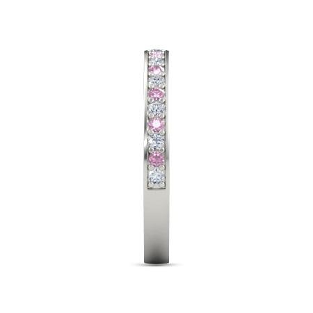 Wedding Band 0.60 Carats Round Diamond & Pink Sapphire Women Jewelry