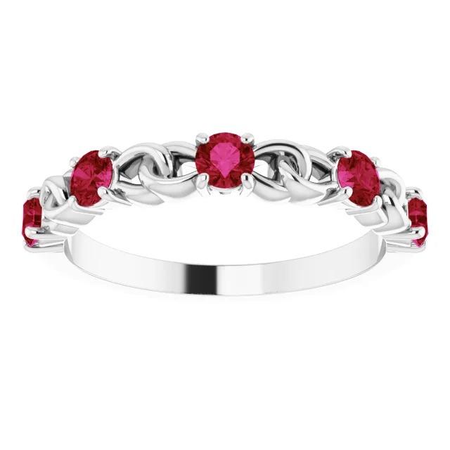 Wedding Band 1 Carat Burma Ruby 14K White Gold Jewelry