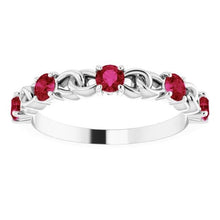 Wedding Band 1 Carat Burma Ruby 14K White Gold Jewelry
