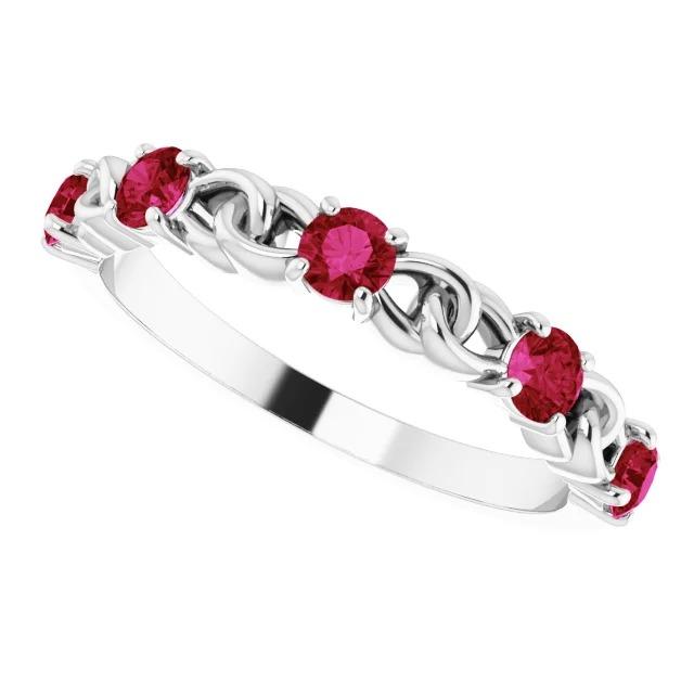 Wedding Band 1 Carat Burma Ruby 14K White Gold Jewelry