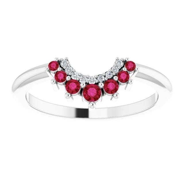 Wedding Band 1 Carat Diamond & Ruby Women Jewelry