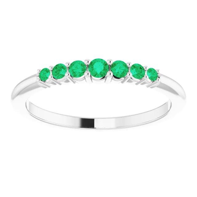 Wedding Band 1 Carat Round Columbian Green Emeralds Women Jewelry