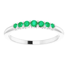 Wedding Band 1 Carat Round Columbian Green Emeralds Women Jewelry