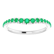 Wedding Band Green Emeralds 2 Carats White Gold 14K
