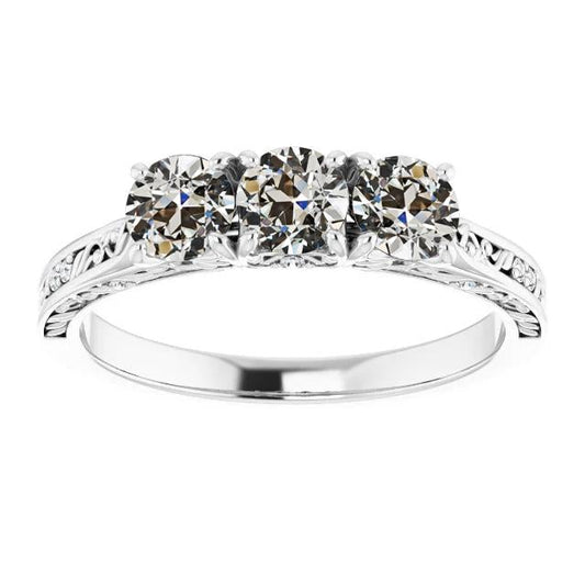 Wedding Ring Old Mine Cut Diamond Antique Style 3.50 Carats