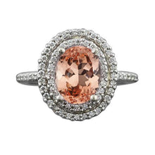 White Gold 14K 10.70 Ct Halo Morganite And Diamonds Wedding Ring
