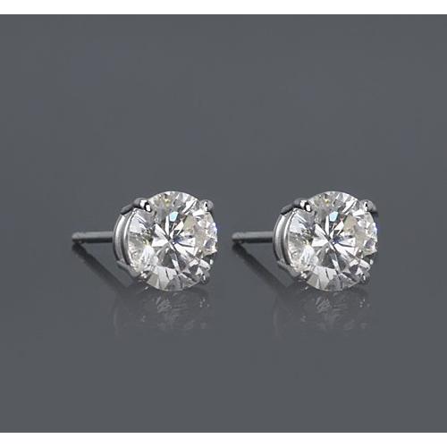 White Gold 14K 1.50 Carats Basket Type Set Round Diamond Stud Earring