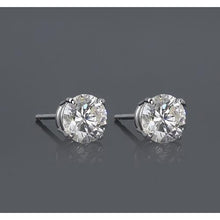 White Gold 14K 1.50 Carats Basket Type Set Round Diamond Stud Earring