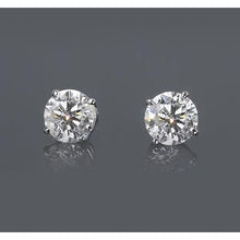 White Gold 14K 1.50 Carats Basket Type Set Round Diamond Stud Earring