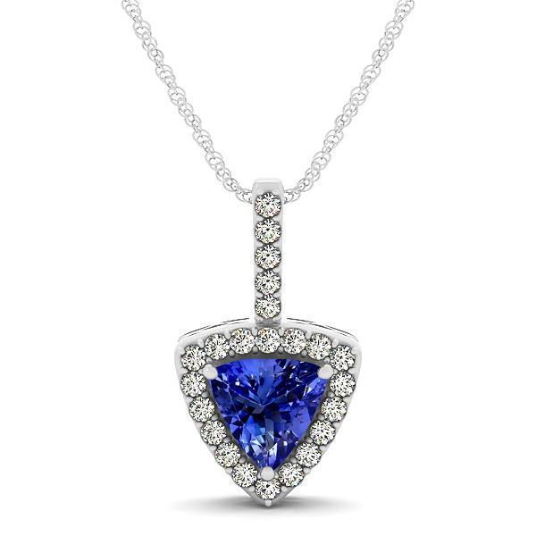 White Gold 14K 2.70 Ct Tanzanite With Diamonds Pendant With Chain