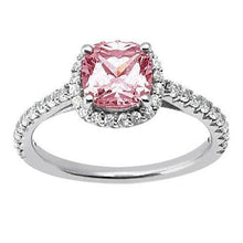 White Gold 14K 3.01 Carats Cushion Pink Gemstone Wedding Ring Jewelry