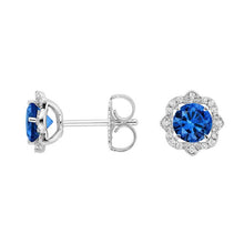 White Gold 14K 3.80 Carats Sri Lanka Sapphire Diamonds Studs Earring