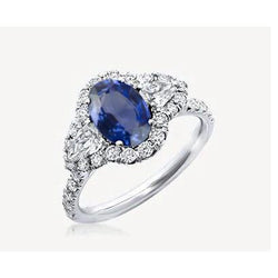 White Gold 14K 4.20 Ct Sri Lankan Sapphire Natural Earth Mined Diamonds Ring New