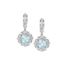 White Gold 14K 4.70 Ct Aquamarine With Diamonds Dangle Earrings