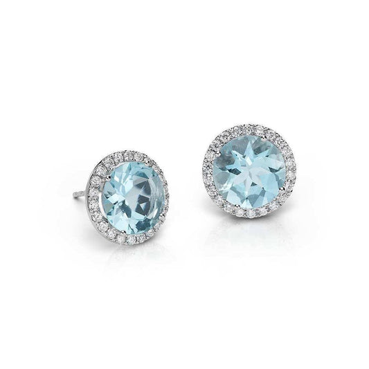 natural round aquamarine 5.70ct earring front view