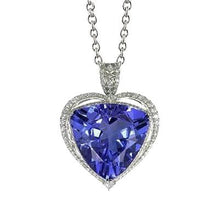 White Gold 14K Blue Tanzanite With Diamonds 21.50 Ct Pendant New