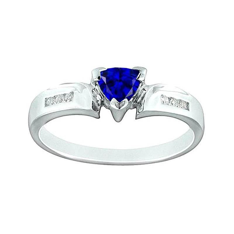 White Gold 14K Ceylon Sapphire 1.20 Carats Diamonds Anniversary Ring