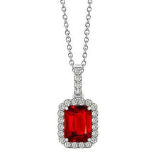 White Gold 14K Emerald Cut Ruby With Round Diamonds 5 Ct Pendant