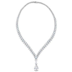 White Gold 14K Ladies Pear With Round Cut 24 Carats Diamond Necklace