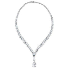 White Gold 14K Ladies Pear With Round Cut 24 Carats Natural Earth Mined Diamond Necklace