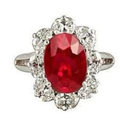 White Gold 14K Lady Ruby And Natural Earth Mined Diamonds 5.90 Carats Wedding Ring