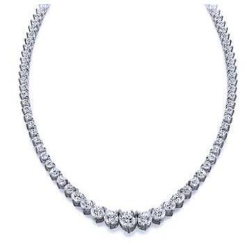 White Gold 14K Natural Brilliant Cut 16.00 Carats Diamonds Necklace
