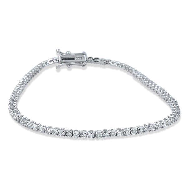 White Gold 14K Natural Round Cut Diamond Tennis Lady Bracelet 7 Ct