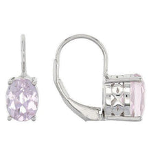 White Gold 14K Oval Cut 26 Carats Kunzite Drop Women Earrings