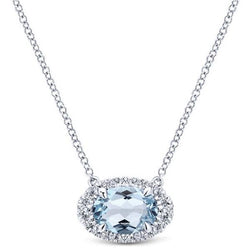White Gold 14K Pendant With Chain 11.75 Ct Aquamarine And Diamonds