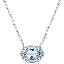 White Gold 14K Pendant With Chain 11.75 Ct Aquamarine And Diamonds