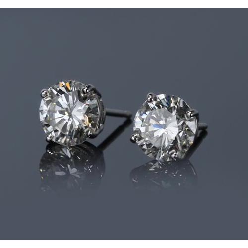 White Gold 14K Prong Round Diamond Stud Earring G Si1 2 Carats