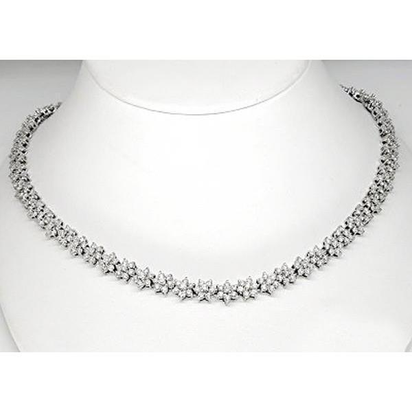 White Gold 14K Round Cut 15 Carats Diamonds Women Necklace